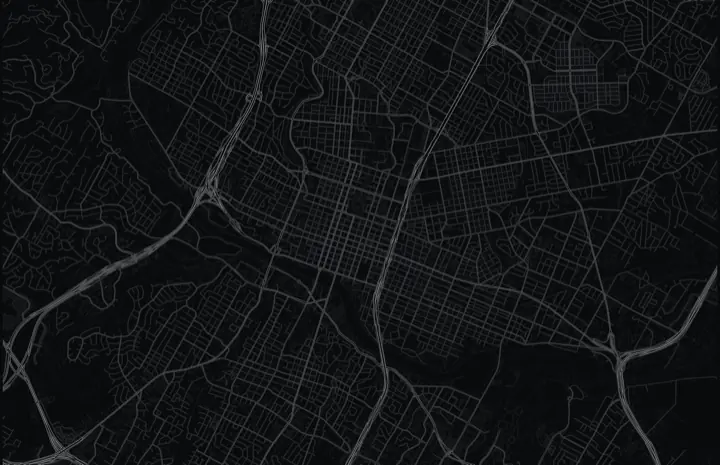 Dark Adrata street map of Austin