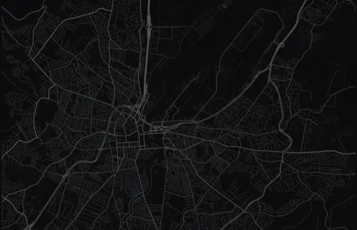 Dark Adrata street map of Belfast