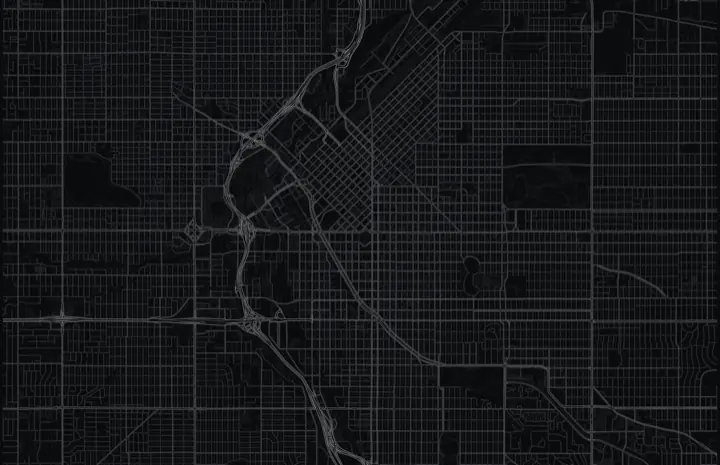 Dark Adrata street map of Denver