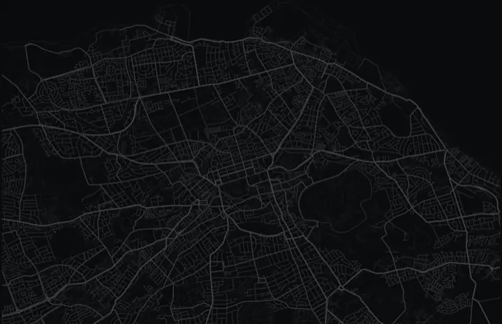 Dark Adrata street map of Edinburgh