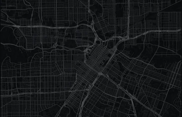 Dark Adrata street map of Houston