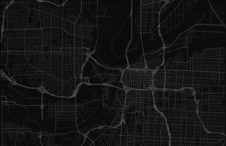 Dark Adrata street map of Kansas City