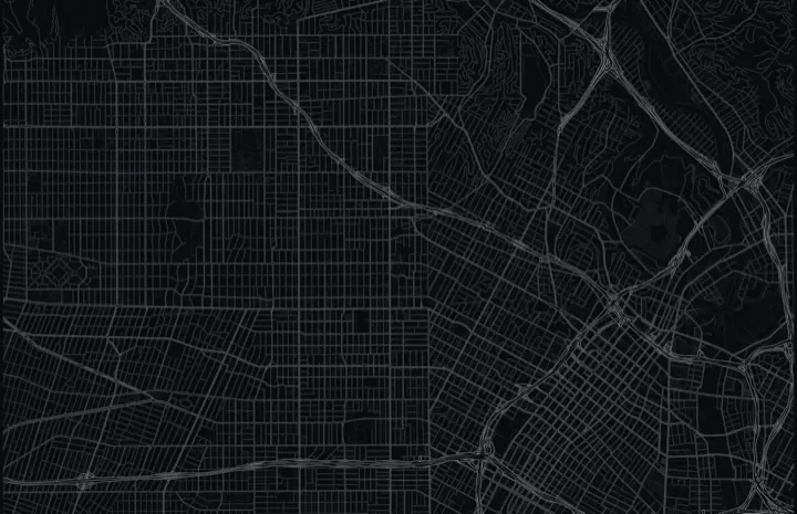 Dark Adrata street map of Los Angeles