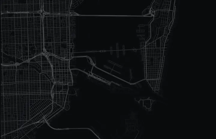 Dark Adrata street map of Miami