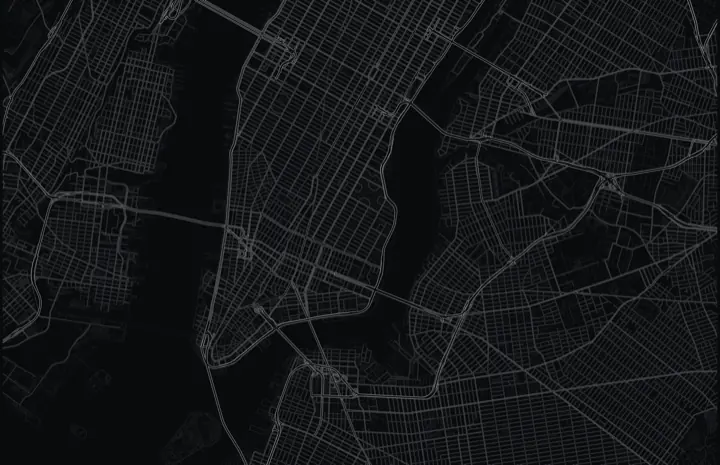 Dark Adrata street map of New York City