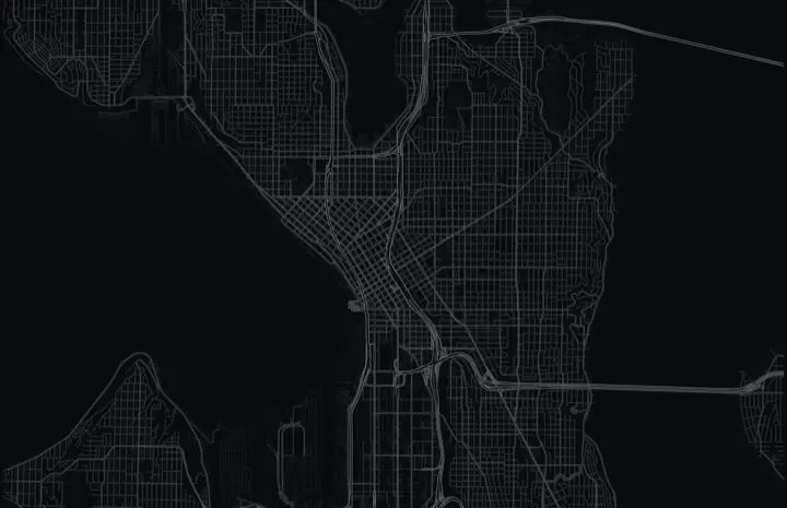 Dark Adrata street map of Seattle