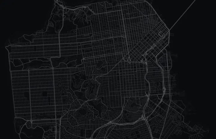 Dark Adrata street map of San Francisco